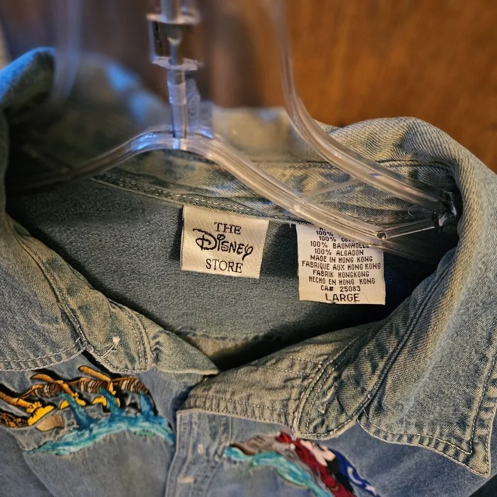 Vintage Disney Fantasia Men's Denim Blue Button Up Large - Picture 2 of 7
